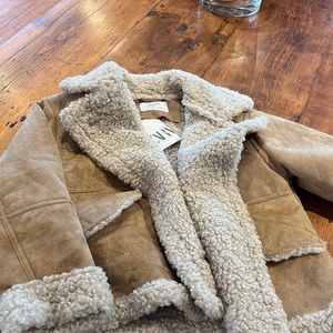 Zara girls faux shearling style jacket